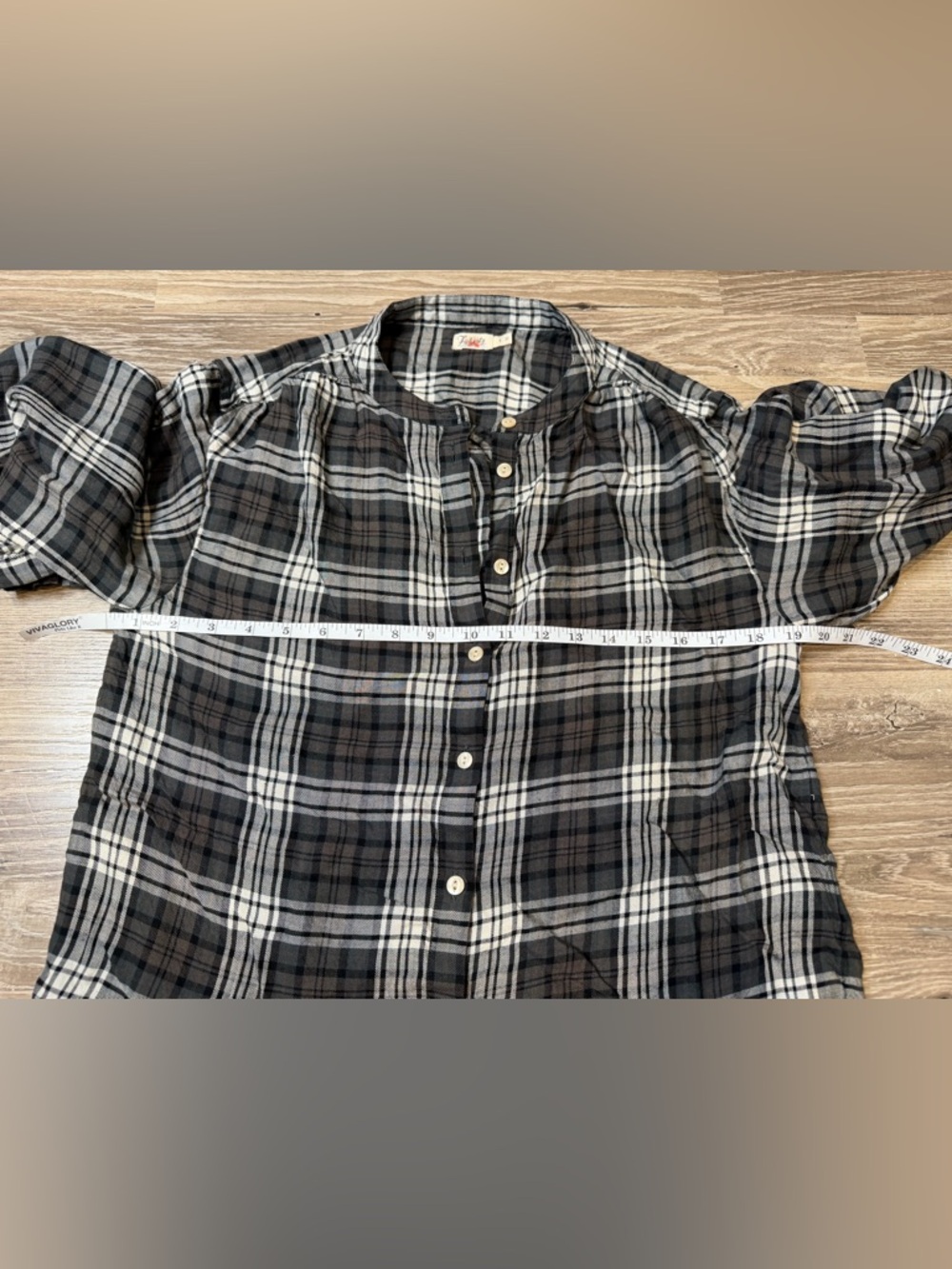 Faherty Drift Plaid Button-Up Shirt in Timberwood Plaid Size S Modal Linen - Picture 7 of 9